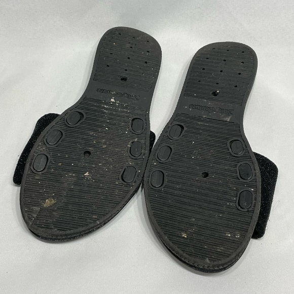 women’s size 7 Juicy Couture black fuzzy slides with gold embroidery, good cond - Picture 6 of 6